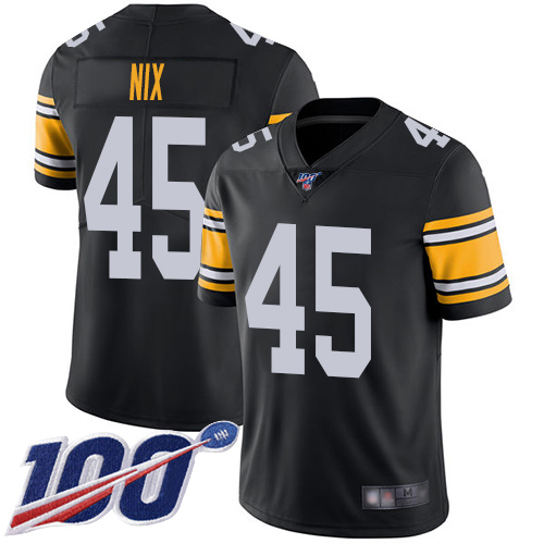 Youth Pittsburgh Steelers Football #45 Limited Black Roosevelt Nix Alternate 100th Season Vapor Untouchable Nike NFL Jersey->women nfl jersey->Women Jersey